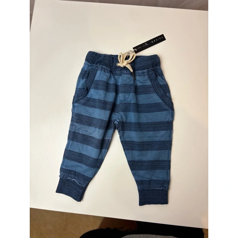 NWT Miki Miette Basics Pants Size 3M Blue Striped